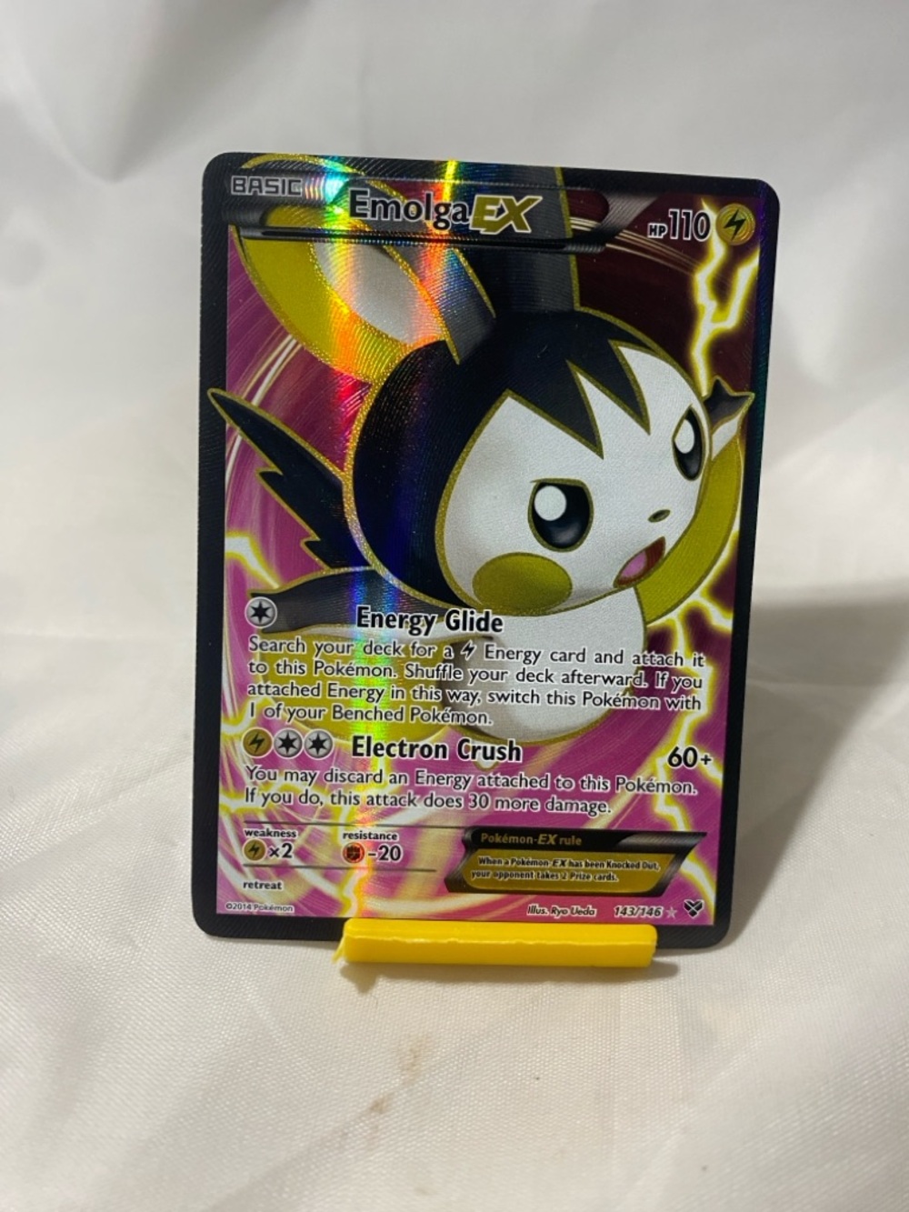 Pokemon Emolga EX 143/146 XY Base Set Card Ultra Rare Holo LP